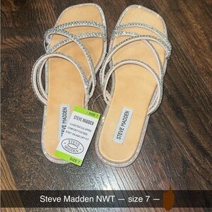 Steve Madden Silver and Tan Strappy Sandals